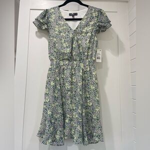 Crystal Doll Floral Mini Dress - Green and Purple